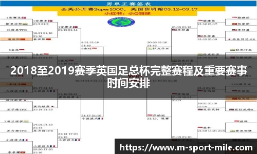 2018至2019赛季英国足总杯完整赛程及重要赛事时间安排